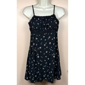 Womens Baby Doll Top by Art Class Size L 10/12 Black Daisy Print Y2K Coquette